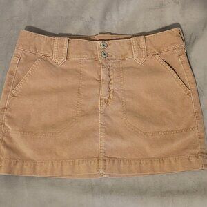American Eagle Outfitters Corduroy Mini Skirt Beige Button Zip Pockets Size 6